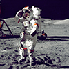 astronaught standing on the moon